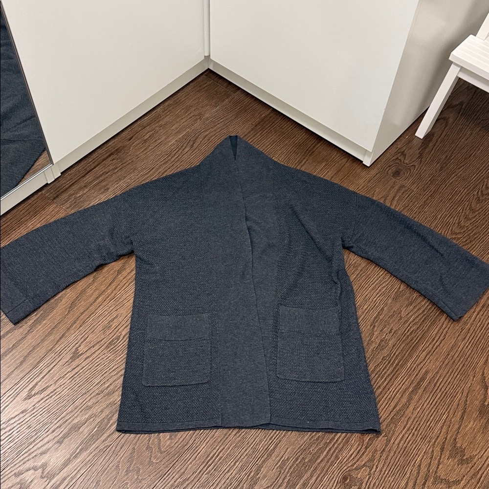 Wilfred Charcoal Grey Open Front Cardigan 3/4 sleeve - Size XXS